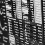 GPS Data - Black and white photo of a computer screen with stock market information
